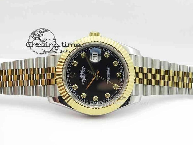 YG Best Edition Diam Maker On DateJust Black Bracelet A2813 BP SS 41mm II Dial Jubilee 0423